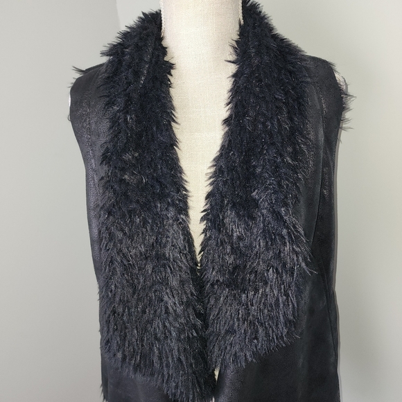 Mo Ka By Santa Fe Apparel Faux Suede And Leather Drape Vest Pockets Size Small - Picture 2 of 9